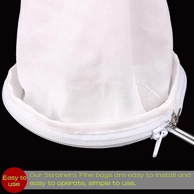 WMKGG Ultra Fine Mesh Strainer Bags, Reusable Mesh Filter Bags with Stainless Steel Handle Frame for Filter NutMilk, Coffee, Milk, Butter, Juices and Fresh Cheese (Small Size)(5.6"Wx9.8"D)
