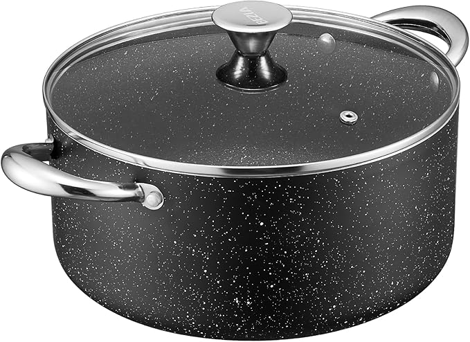BEZIA 6 Quart Nonstick Stock Pot with Lid, Induction Cooking Pot Soup Pot, Non-toxic and Oven Safe, Perfect for Stews, Soups and All Stovetops, PFOA PFAS Free