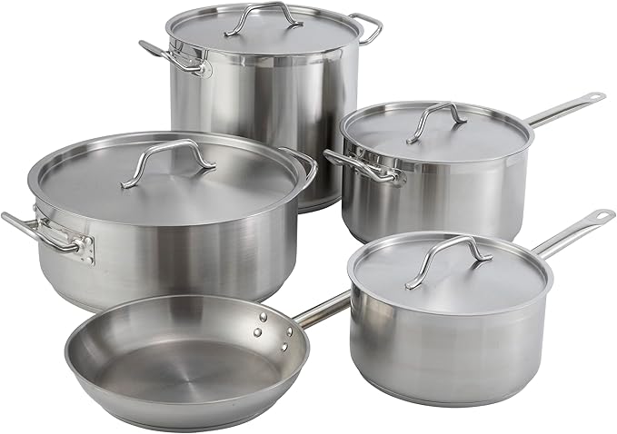 Winco Commercial-Grade Stainless Steel Fry Pan, Natural Finish, 8"