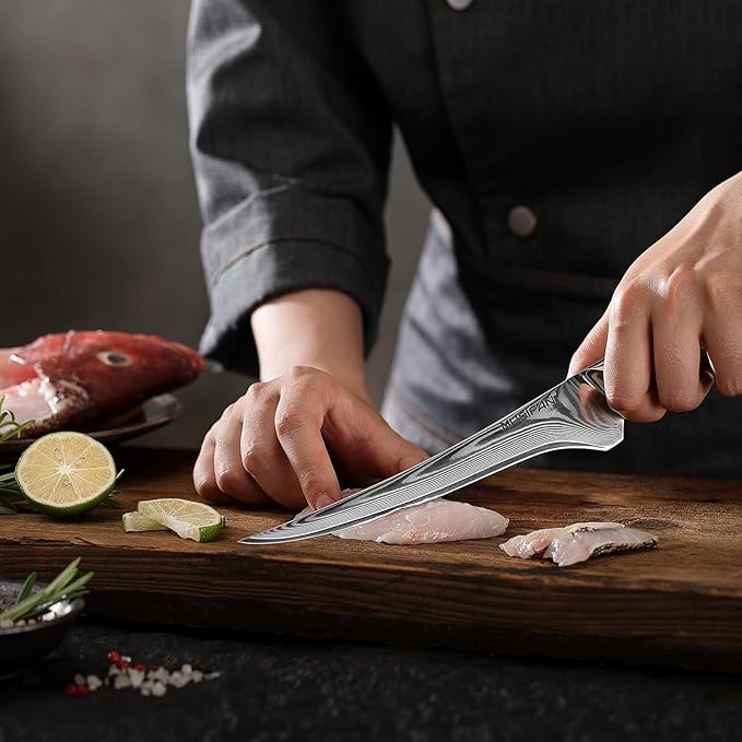 Fillet Knife 7 Inch, Precision Boning Knife for Efficient Meat Cutting and Boning, Boning Knife in high Carbon Steel
