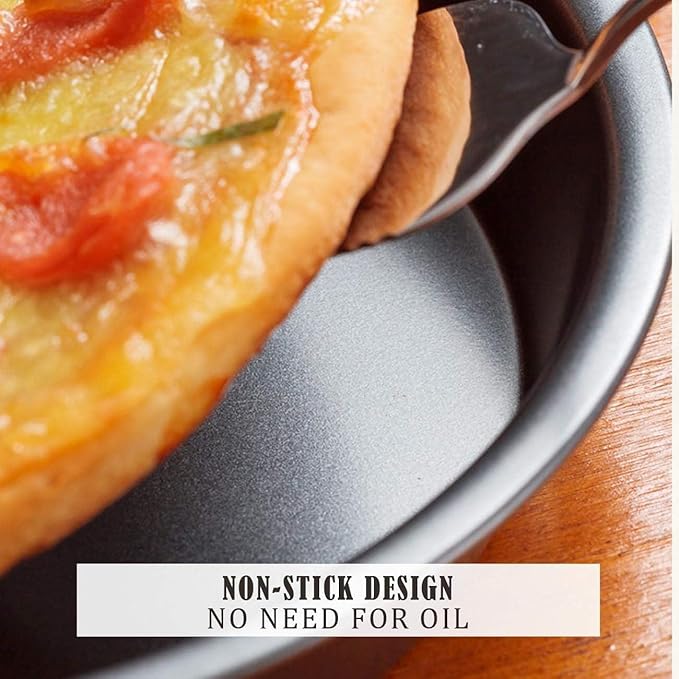 Round Pizza Pans with Holes 8 Packs Nonstick Carbon Steel Pizza Tray for Oven, 9/10/11/12 Inch