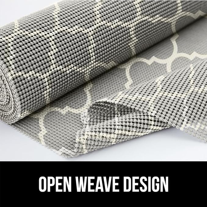 GORILLA GRIP powerGRIP Drawer Shelf and Cabinet Liner, Thick Strong Hold, Non-Adhesive Liners Protect Kitchen Cabinets and Cupboard, Bathroom Drawers, Easy Install, Breathable Mat, 20" x20', Gray