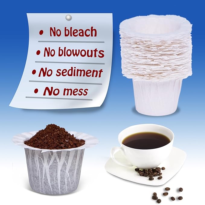 Disposable Paper Coffee Filters 200 Count, Compatible with Brewers Single Serve 1.0 and 2.0 Fits All Reusable K Cup