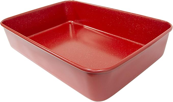casaWare 15 x 10 x 3-Inch Ultimate Series Commercial Weight Ceramic Coated Non-Stick Lasagna/Roasting Pan (Red Granite)