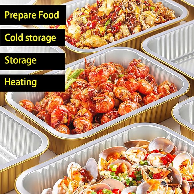 Aluminum foil baking Pans Heavy Duty 2LB Small foil pan 8.5"×6" 20pack Disposable, For Microwave & Oven Safe Cooking