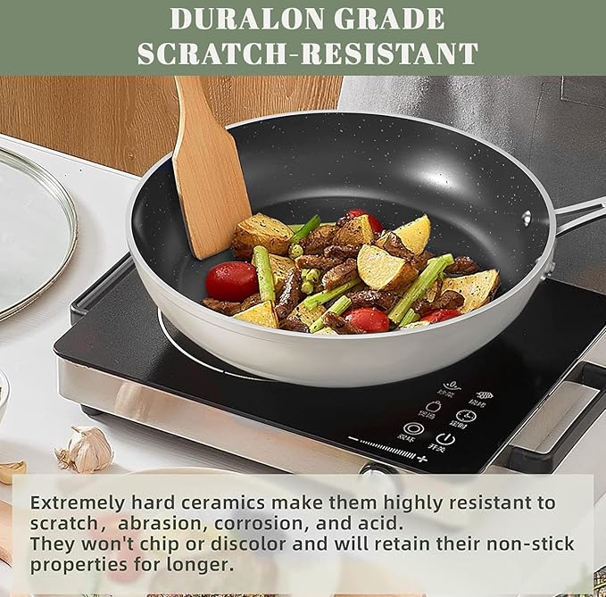 Nuwave 12pc Forged Lightweight Cookware Set, G10 Healthy Duralon Ceramic Ultra Non-Stick Coating, Vented Tempered Glass Lids, Stay-Cool Handles, Induction-Ready & Works on All Cooktops, PFAS Free