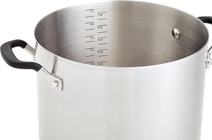 KitchenAid Stainless Steel Stockpot with Measuring Marks and Lid, 8 Quart, Brushed Stainless Steel
