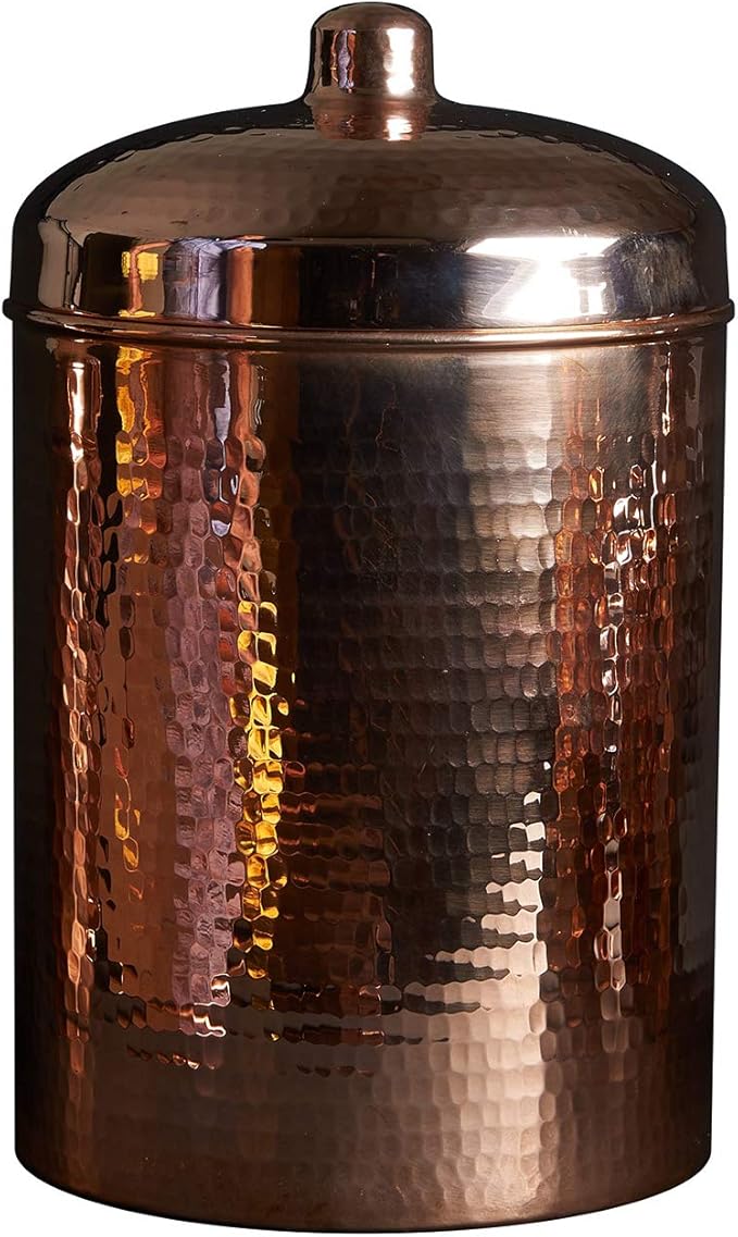 Sertodo Copper Kitchen Canisters | Polished, 5 Quart Capacity | Elegant Functional Storage | Hammer Polished for Shine & Durability | Eco-Friendly Recycled Copper | Timeless Elegance for Your Kitchen