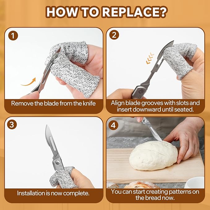 Bread Lame Dough Scoring Tool – Multi-Purpose Scoring Knife, Folding Bread Scorer Tool for Sourdough & Bread Baking with 10 Bread Razor Blades (Grey)