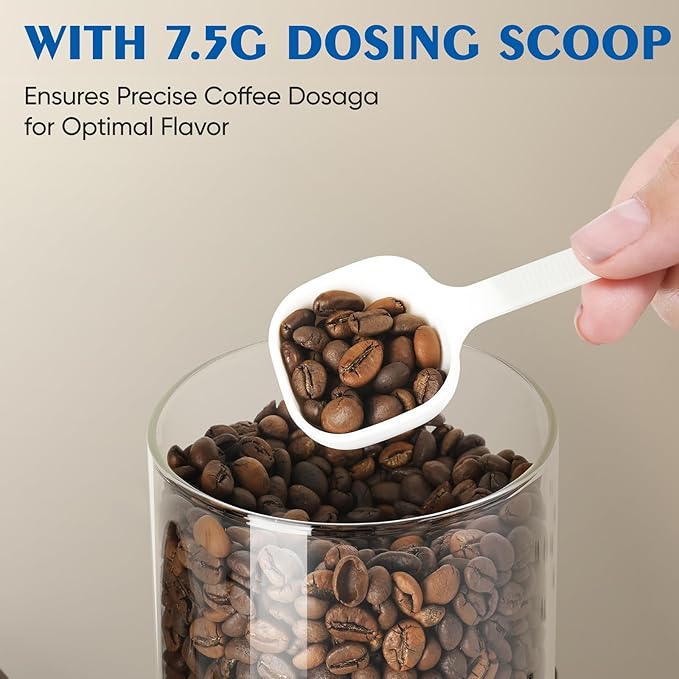 Coffee Container - Kitchen Food Storage Container with One-Way CO2 Valve, Press-on Lid Glass Coffee Canister with Scoop UV Protection for Grounds, Beans, 11 oz Brown