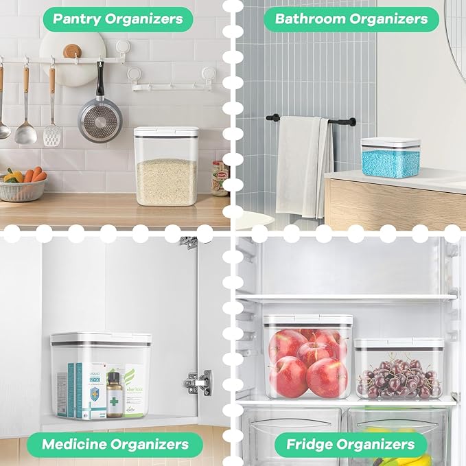 Rice Storage Container - 5.8 Qt | 11 Lbs Crystal-Clear Plastic Food Storage Container Bin with Pop-up Lid for Rice Flour Sugar, Dry Food Holder for Kitchen Pantry Organization and Storage