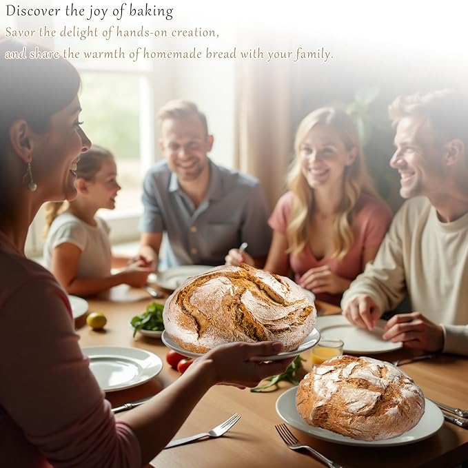 Natural Unbleached Banneton, Sourdough Bread Proofing Basket Kit, 2x 9 Inch Round Basket with BreadMaking Baking Supplies Tools, Banneton Basket Gift Set - Primary Color