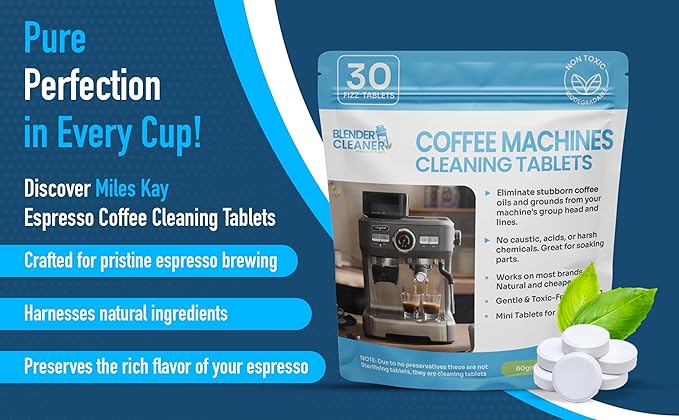 30-Pack Coffee Cleaning Tablets, Compatible with All Major Coffee Machines – Natural Barista Grade Coffee Residue Cleaner
