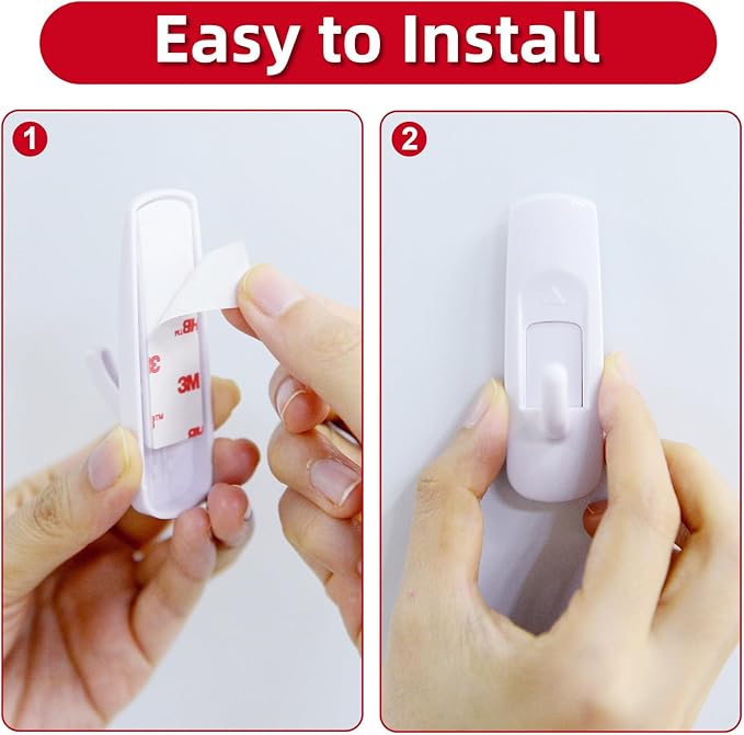 14 Large Hooks for Hanging, Adhesive Wall Strips Hooks Heavy Duty, no Damage Sticky Utility with 18 Strips for Bathroom Towel,Coat,Door,Key