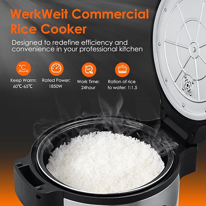 13L Commercial Rice Cooker Large Rice Cooker 50Cup(Cooked)/25Cup (Uncooked), 1850W Rice Cooker for Restaurant Canteen Party Commercial Rice Warmer for 24H