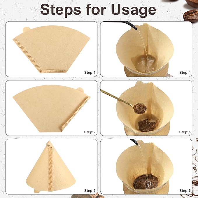 100 Count #4 Cone Coffee Filters 8-12 Cups, Disposable Natural Coffee Filters 4 Cone Paper Unbleached 4 Filters Paper Compatible with Ninja, Drip and Pour Over Coffee Maker