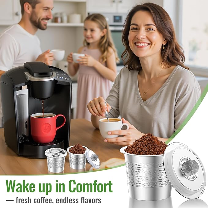 CAPMESSO Reusable K-Cups for Keurig 1.0: Stainless Steel Refillable Coffee Pods - Universal Metal Coffee Filter for Keurig Coffee Maker, Dual-mesh for Richer Coffee NO Sediment, Eco-Friendly (4 Pack)