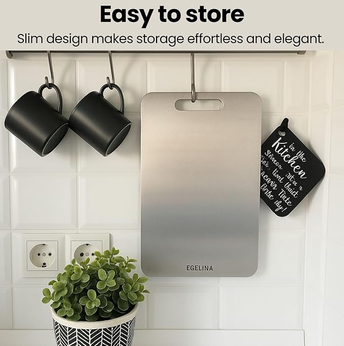 100% Pure Titanium Cutting Board for kitchen, Double sided cutting board, 13.3 x 9 inches, Non-Porous Surface, Kitchen Durable Chopping Boards Perfect for Food Preb, Meat, Vegetables, Fruits