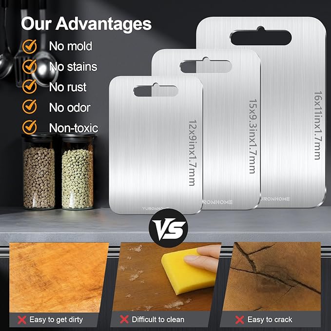 Titanium Cutting Board, Cutting Boards for Kitchen, Double-Sided Food-Grade, Non Toxic, New Upgrade, Hygiene Durable Dishwasher Safe Chopping Board for Meats, Fruits, Vegetables (12 * 9in)