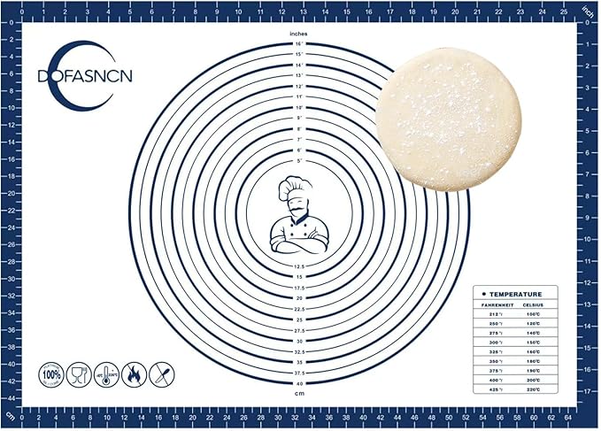 Large Silicone Pastry Mat for Rolling Dough Non Slip Non Stick Silicone Mats for Kitchen Counter 28x20"Blue