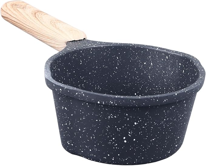Mini Milk Warmer Pot, 9.5oz/280ml Nonstick Sauce Pan Butter Melting Pot for Stove Top, Small Coffee Milk Warmer Pots with Pour Spout for Home Kitchen Restaurant (Black)