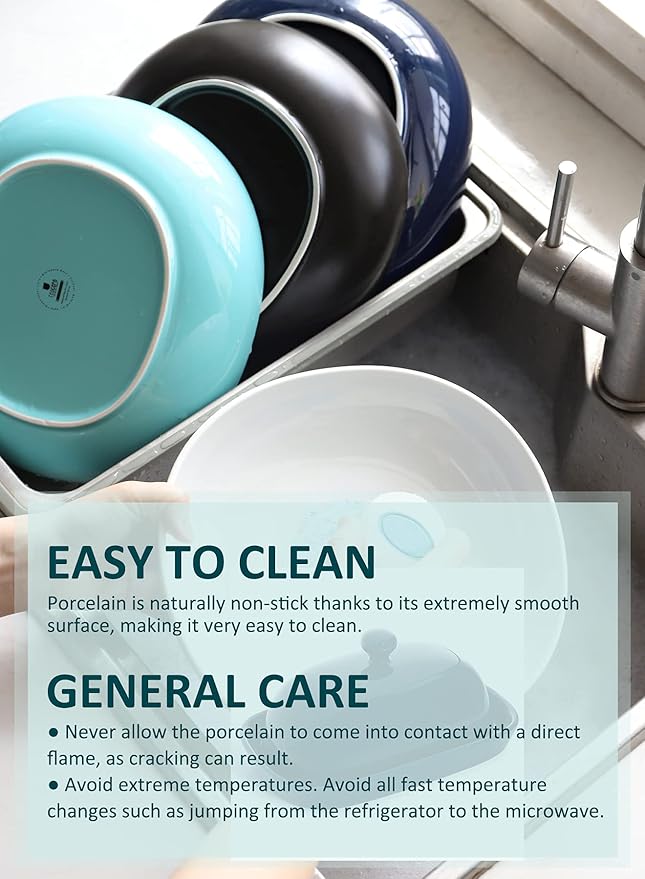 Teocera Pasta and Salad Bowls Set - Large 50 Ounce Porcelain Matte Black Square Bowls, Set of 4 - Microwave and Dishwasher Safe