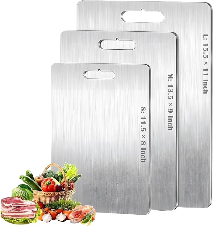 Premium Pure Titanium Cutting Board for Kitchen New Upgrade Double Sided Dust-free Cutting Board,Hygiene Durable Dishwasher Chopping Board for Meat, Vegetables & Fruits (M - 1Pack)