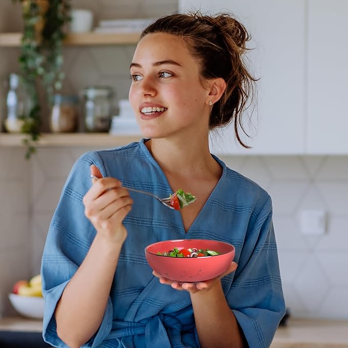 Esfour Round Porcelain Bowls - 18 Ounce - Set of 6 - Microwave, Oven, Dishwasher-Safe, Scratch Resistant, Porcelain Durable Small Dishes Bowls for Cereal, Salad, Pasta, Soup Dessert - Assorted Vivid