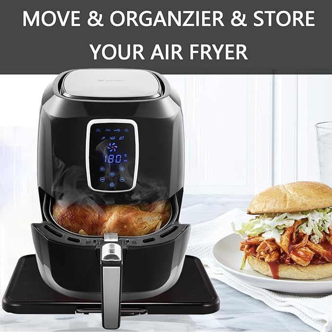 Kitchen Caddy Sliding Tray, Appliance Coffee Maker Slider Large Rolling Tray Under Cabinet Countertop Storage Moving Sliders for Stand Mixer Air Fryer Toaster Blender with Wheels -13.8'' W × 11.7''D