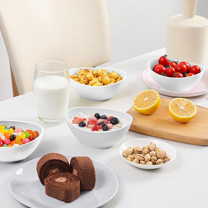 Wheat Straw Bowls Dessert Bowl 10 OZ - 5 Inch | Unbreakable Small Bowl Set, Microwave and Dishwasher Safe Mini Bowls for Appetizer, Dessert 4 PCS (White)