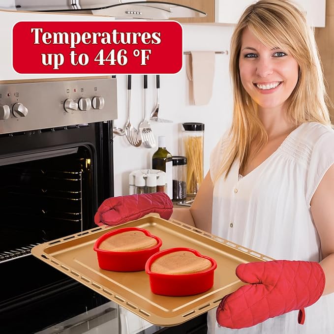 4 Inch Mini Heart Shaped Cake Pans, 2 Pack Nonstick Small Heart Silicone Baking Molds for Cheesecakes, Chocolate Cakes, Brownies