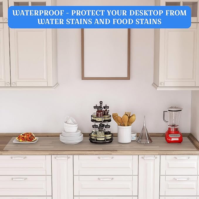 Hushee Silicone Mats for Kitchen Counter in Roll 120'' x 24'' Nonslip Cuttable Heat Resistant Mat for Kitchen Countertop Placemat(Transparent)