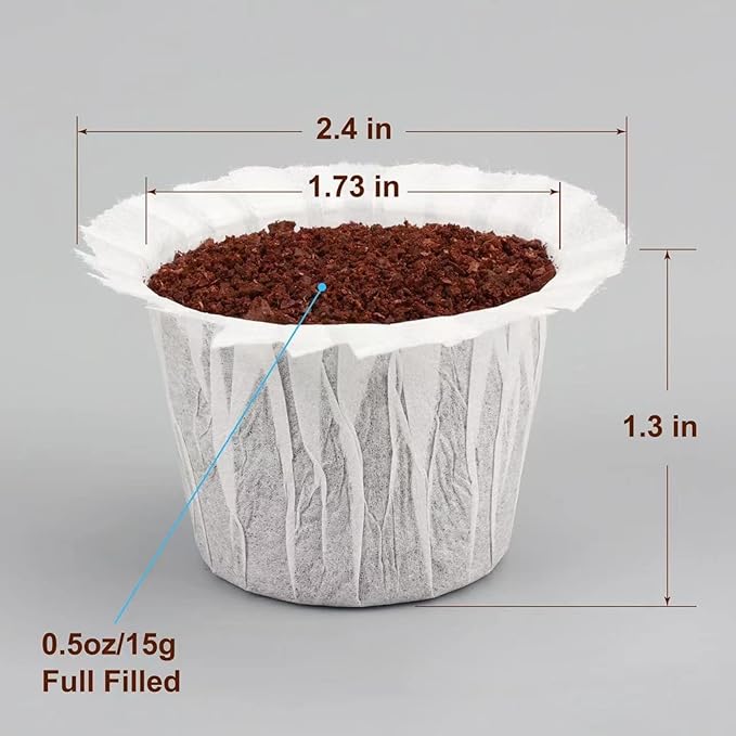 100 Count Disposable Coffee Paper Filters Compatible with Keurig Single Serve 1.0 and 2.0, Fits All Brands Reusable K Cup Filters