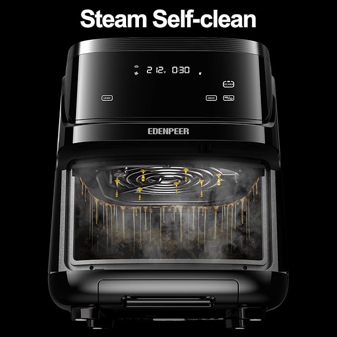 Steam Air Fryer, Non Toxic,12-IN-1 Large Air Fryers with Superior Airflow, Self-cleaning Smart Digital Fryer, Air Fry, Roast, Reheat, Dehydrate, Air Crisp Technology with 420F for Hot,7.5 QT