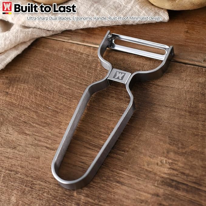 100% SUS304 Stainless Steel Potato Peeler, Vegetable Fruit Peeler, Durable Non-Slip Ergonomic Grips, Minimalist Y-Shaped Design, Rust-Proof, Dual-Edged Blades
