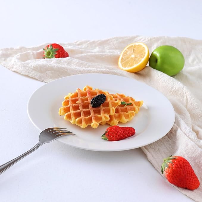 bestone 8 Inch Porcelain White Salad Plates Set, Porcelain Dessert/Salad Plate,Classic Round with Wide Rim, Lead-Free,Dishwasher, Microwave, Freezer, Oven Safe, for Everyday Use-Set of 6