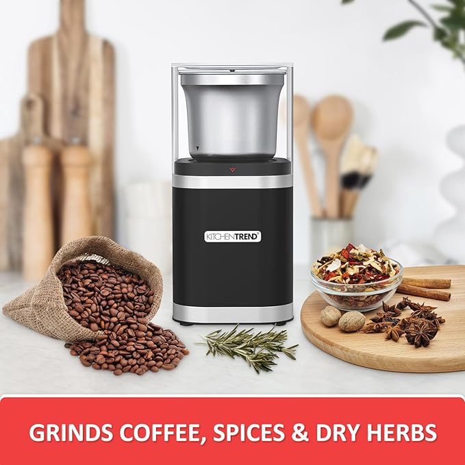 Coffee Bean Grinder Electric, Espresso Grinder for Home Use with Removable Stainless Steel Bowl, 12-Cups Coffee Bean Capacity w/Cleaning Brush (Black)