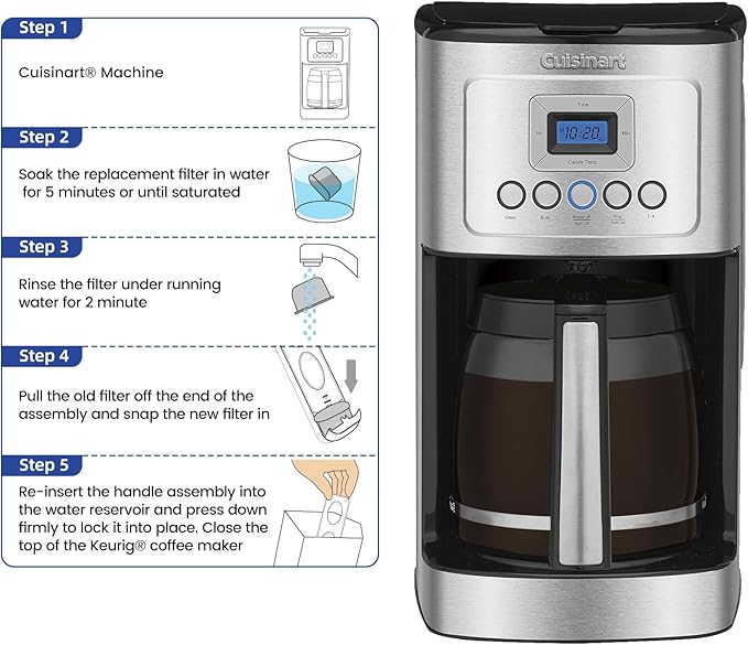 12 Pack Cuisinart Compatible Coffee Filter Replacement by Possiave - Charcoal Water Filter for Cuisinart - Fits all Cuisinart Coffee Machines