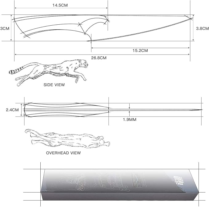 FINDKING 6 Inch Boning Knife, Damascus Steel Skinning Knife, Sharp Meat Knife for Bones (Cheetah Series, w/Ebony Wood Handle)