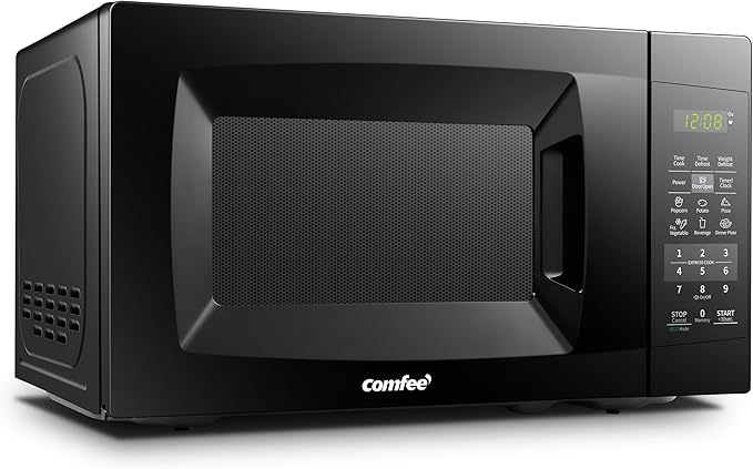 COMFEE EM720CPL-PMB Countertop Microwave Oven with Sound On/Off, ECO Mode and Easy One-Touch Buttons, 0.7 Cu Ft, Black