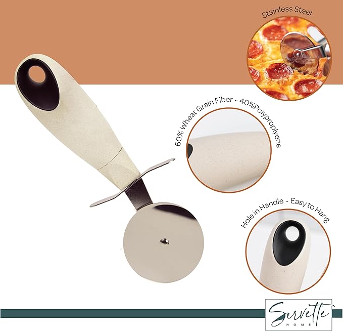 Wheat Straw Kitchen Utensils, Set of 3 (Pizza Cutter, Can and Bottle Opener, Egg Separator)