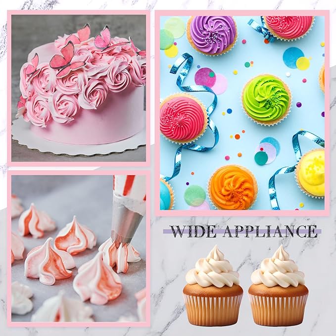 Uiifan 2 Sets Icing Decoration Gun Set Dessert Decorating Decorator Syringe Cake Decorating Tool and 12 Pcs Russian Piping Icing Nozzles Cupcake Filling Injector Cake Tool for Baking(Pink, Black)