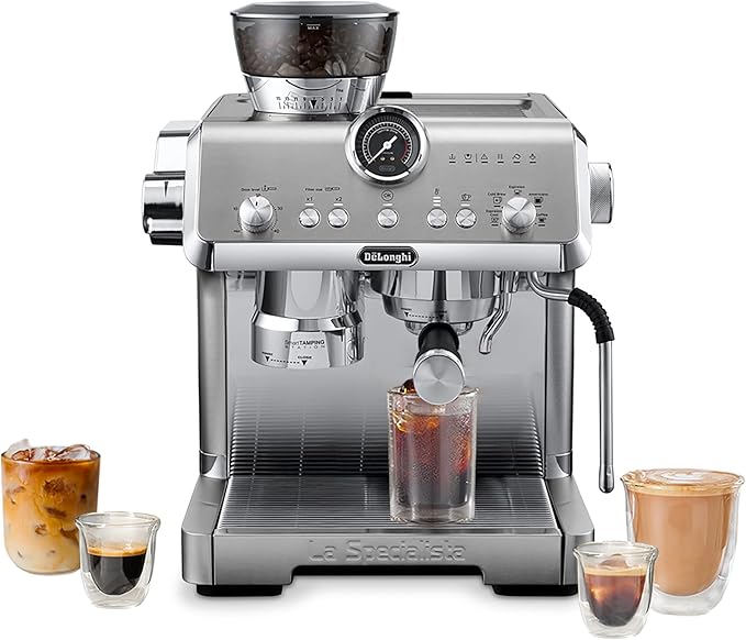De'Longhi La Specialista Opera Espresso Machine – Cold Brew & Espresso Maker with Smart Tamping, Burr Grinder, Milk Steam Wand/Frother & 19-Bar Pressure – For Lattes & Cappuccinos