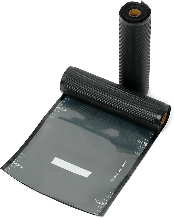 Vacuum Seal Rolls 11" x 25' 2 Pack (50 Feet Total) (Black and Clear) 5.5 Mil - BPA Free Commerical Grade Food Saver for Storage, Sous Vide, and Meal Prep Sealer Bag