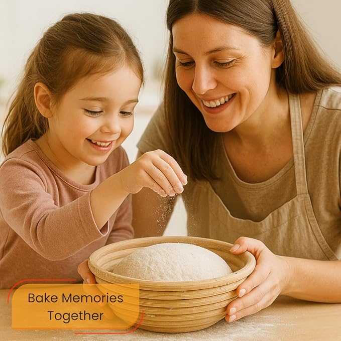 Sourdough Kit – Bread Making Kit with 9" Round & 10" Oval Banneton Bread Proofing Baskets, Dough Whisk, Scoring Tool, Metal Scraper, Silicone Brush, Liners – Sourdough Bread Baking Supplies Set