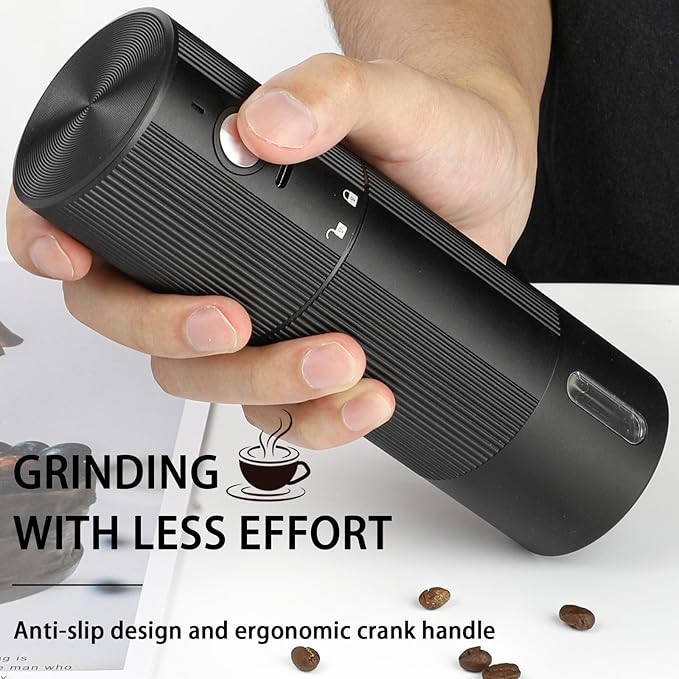 Electric Coffee Grinder Portable Conical Burr Coffee Grinder with 45 Adjustable Settings, Cordless Coffee Burr Grinder for Espresso, Home, Travel, Camping, Office (Black)