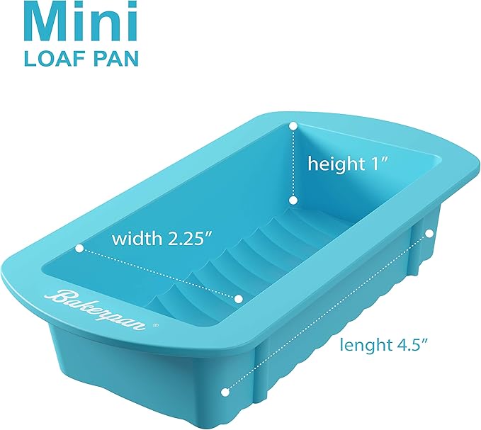 Bakerpan Silicone Mini Loaf Pans for Baking, Mini Cake Pans, 4.5 Inch Baking Pan, Reusable Baking Mold - Set of 4