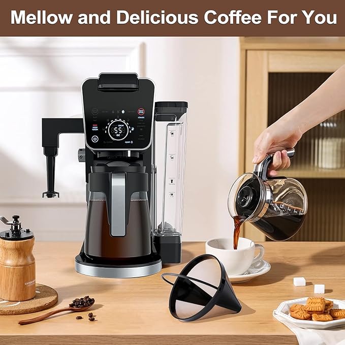 KEEPOW Reusable Cone Coffee Filters #4 (1-pack), 8-12 Cup Gold Permanent Coffee Filter for Cuisinart/Ninja Dual Brew Pro CFP301/ Hamilton Beach, Size 04 Pour Over Coffee-maker (gold*1)