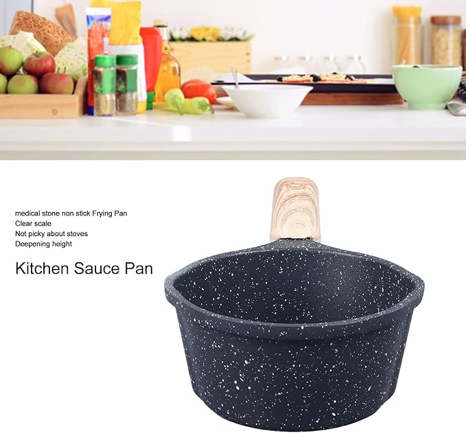 Mini Milk Warmer Pot, 9.5oz/280ml Nonstick Sauce Pan Butter Melting Pot for Stove Top, Small Coffee Milk Warmer Pots with Pour Spout for Home Kitchen Restaurant (Black)