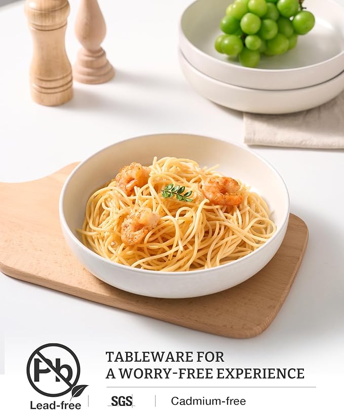 famiware Milkyway 33 oz Bowl Set, Pasta Bowls Set of 6, Salad Bowls Perfect for Your Friend for Housewarming, Thanksgiving, Christmas, Matte White